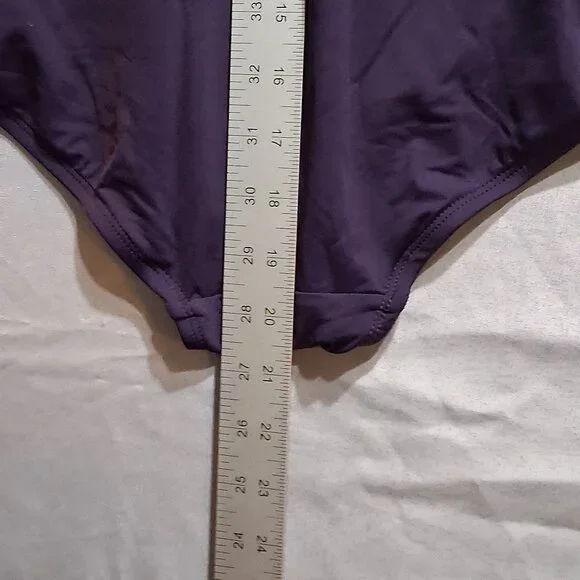 Lands' End Dark Purple Ruched Swimsuit - Picture 5 of 12